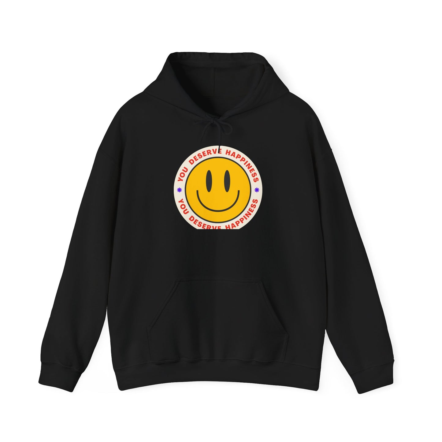 Hooded Sweatshirt - Smiley Face 'You deserve happiness' Design