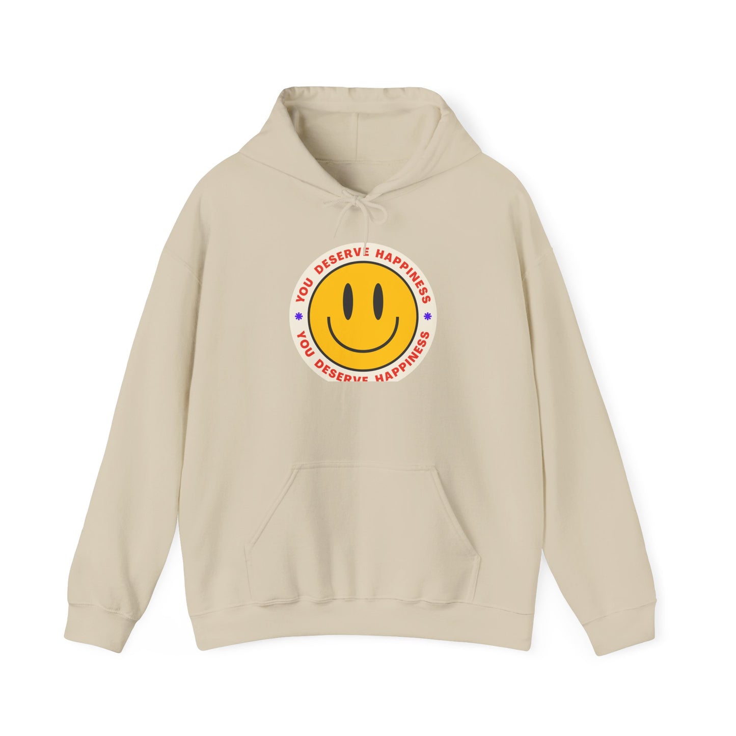 Hooded Sweatshirt - Smiley Face 'You deserve happiness' Design