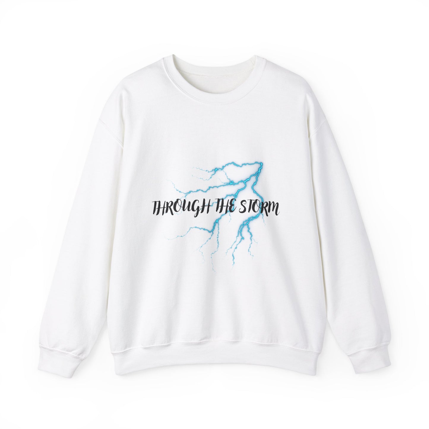 Motivational Crewneck Sweatshirt with 'Through the Storm' Design